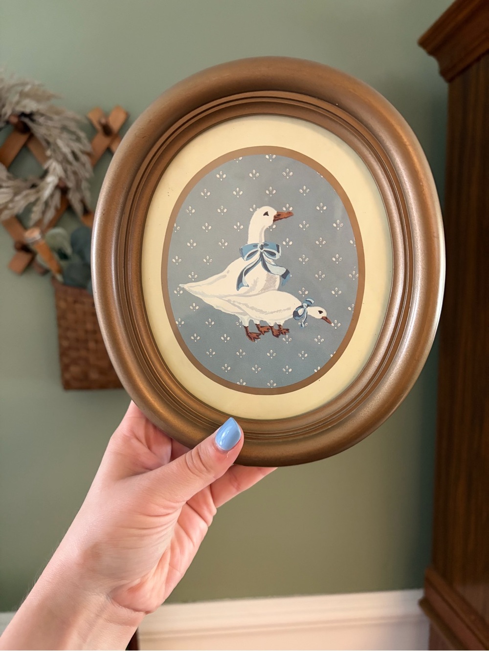 Set of 2 Framed Duck Prints in Blue and Brown - Picture 2 of 4